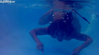 Milf melissa dives into pool with tattoos