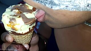 desi gujju bhabhi gives superb ice cream blowjob