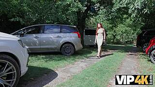 redhead cutie moans as pussy gets licked hard in car!