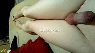 Shemale webcam legs and feet drenched in cum