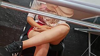 spy cam catches sexy latina secretary upskirt in public skirt