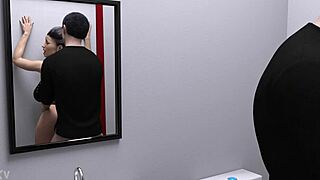 hot milf bends for intense bathroom ass pounding session