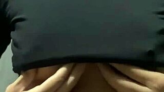 Teen teases throbbing cock with perfect natural tits