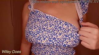 hot milf housewife teases by licking her own massive nipples yum 😍👅💋