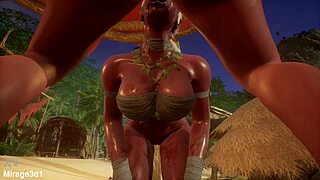 3d babe sucks cock craving massive cum load on tits