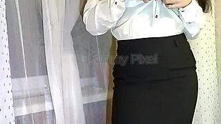 Naughty Curvy Secretary Lammy Pixel Teases Pierced Tits And Panties At Work