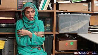 innocent hijab girl caught stealing bends for rough punishment