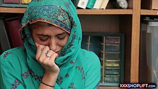 innocent hijab girl caught stealing bends for rough punishment
