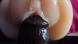 Big black dick closeup slowmo stroking like a fuck doll