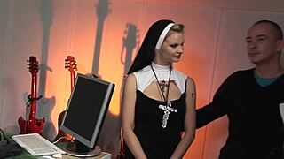 sexy nuns jasmine black and tarra white take cock in shaved pussies