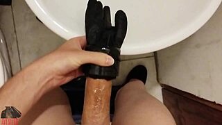 guy sneaks homemade fleshlight play at work for secret thrills