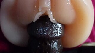 Big black dick closeup slowmo stroking like a fuck doll