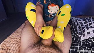 Pikachu Asian Blindfolded Teases Huge Cock Handjob Footjob Suck