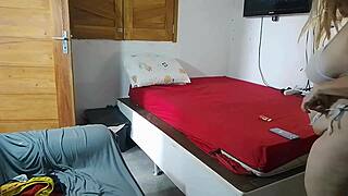 blonde babe's ass view hardens his massive black cock instantly