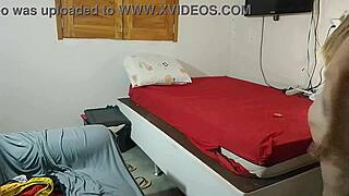 blonde babe's ass view hardens his massive black cock instantly