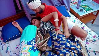 juicy indian housewife gives bedroom blowjob then takes deep pussy pounding