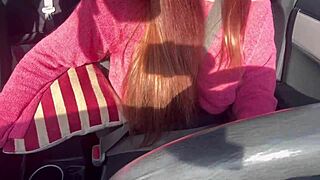 Italian milf Artemisia flashes huge tits driving public