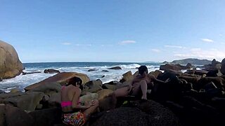 watch this huge orgy on galheta beach with ines ventura and joy cardozo?