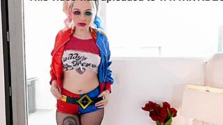 arielle aquinas as harley quinn slurps huge cock then swallows cum