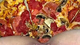 pizza tease turns into juicy arab pussy squirt and bbc craving