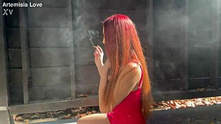 Artemisia Feels Wild Passion Smoking Outdoors With Massive Tits Exposed