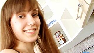 Tyler Fingers Kitchen Pussy to Dripping Cum Climax