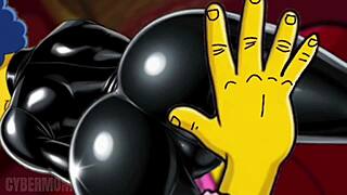 Marge Simpson Latex Catsuit Fucks Boss Cuckold Ass Slap Cartoon