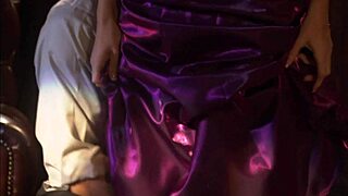 Blonde Johnson Shines in Metallic Purple Dress Teased Hair