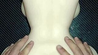 mandy takes deep anal creampie in gaping sex doll asshole close up