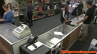 glasses babe mounts pawnbroker's monster cock in pov ride