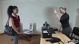 curvy milf sara jay fists gaping pussy in rough lesbian frenzy