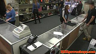 glasses babe mounts pawnbroker's monster cock in pov ride