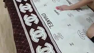 redhead in stockings enjoys intense bedroom action