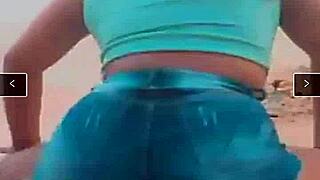 hot slut dances funk with shorts wedged in ass