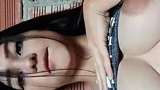 Boldly exposing massive natural tits and dripping pussy in steamy compilation