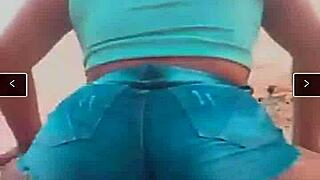 hot slut dances funk with shorts wedged in ass