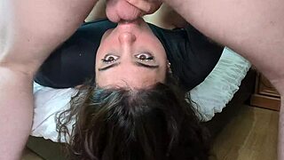 i take that rough upside down throat pounding and swallow the messy throat pie