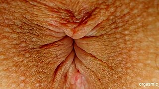 Pulsing anal contractions explode in close-up orgasm