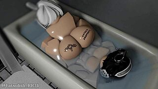 hard bathtub ride turns steamy with eager partner