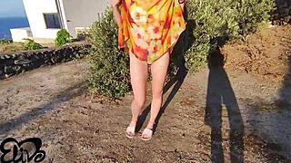 Italian babe's wild moans echo as she's pounded hard behind cactus