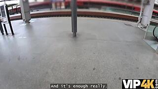 Vip4k. Cute Czech Blonde Cheats Hardcore in Public Toilet