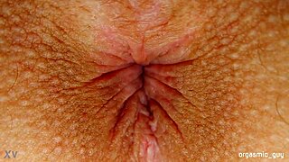 Pulsing anal contractions explode in close-up orgasm