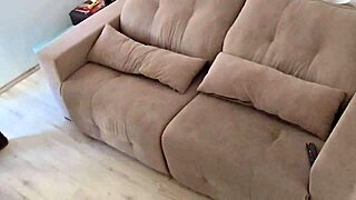 Exhausted from work I strip and jerk my huge cock home alone