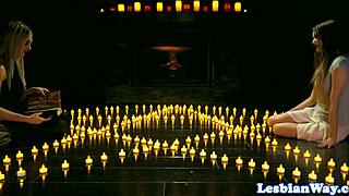 three lingerie lesbian models pierce trimmed pussies in close-up satanic ritual oral threesome