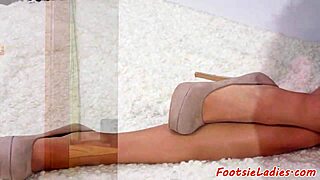 Petite euro babe's feet drenched in hot footjob jizz