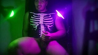 mmm sexy mora green masturbates sensually in skeleton outfit 🔥💦