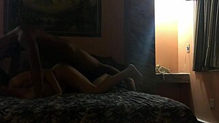 Brunette babe hooks up with black stud in hotel room