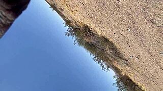 Petite ebony sneaks outdoor doggystyle with friend's monster bbc