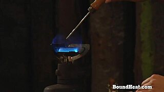 Tied blonde big tit slave groped hard by femdom mistress 😈 bound lesbian fun!