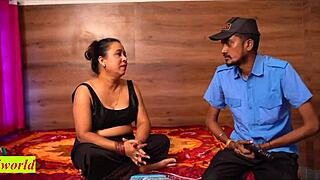 beautiful indian bhabhi cheats with security guard in office dirty talk doggystyle creampie